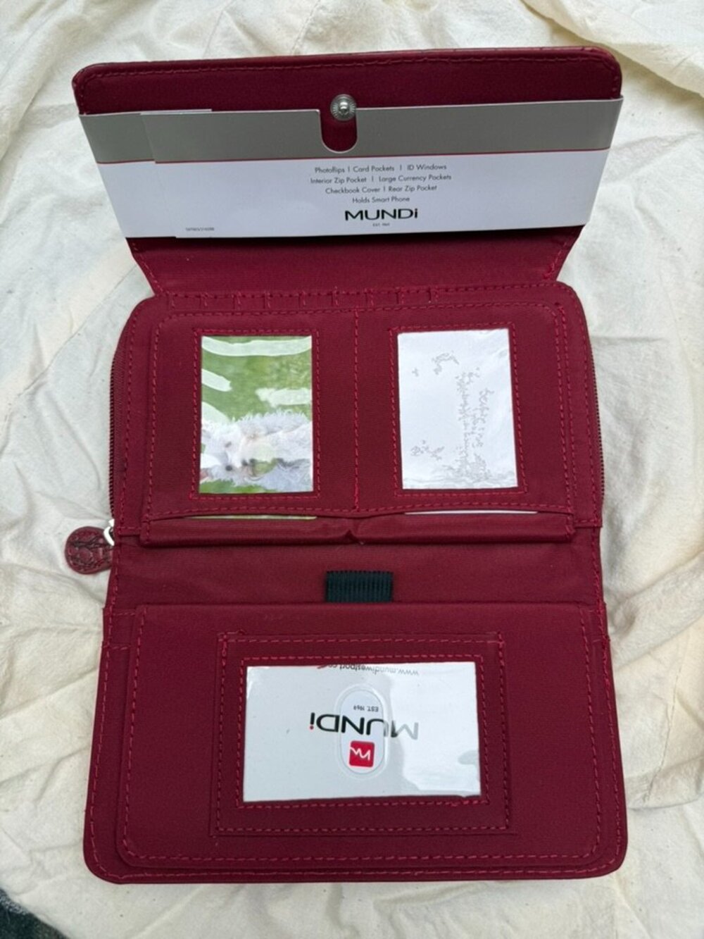Mundi "My Big Fat Wallet" clutch organizer dark cherry red faux leather